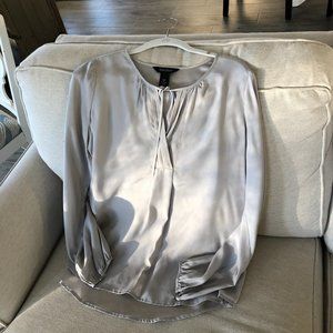 White House Black Market Silk Silver Blouse